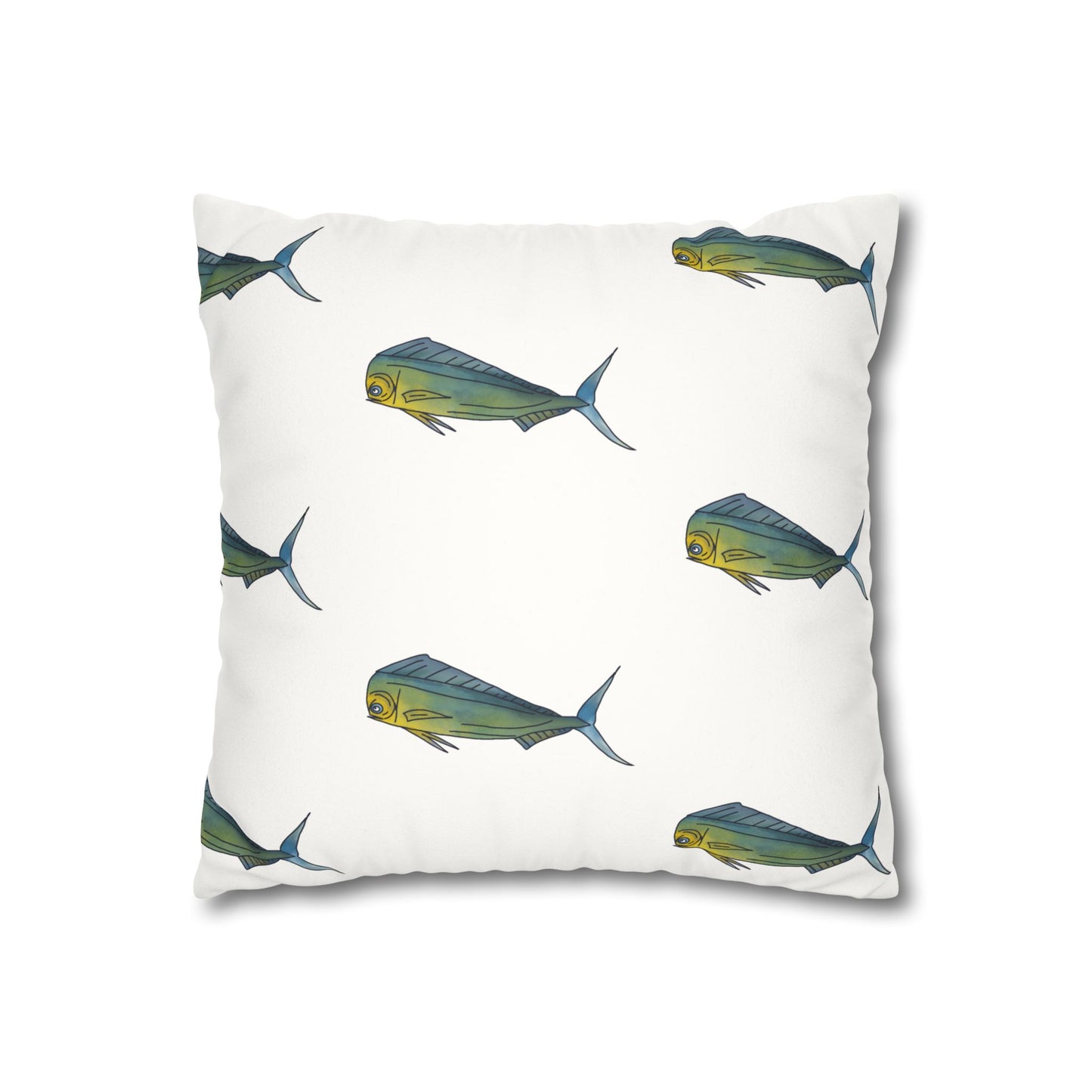 Watercolor Mahi -  Faux Suede Pillowcase - Perfect for Beach Lovers
