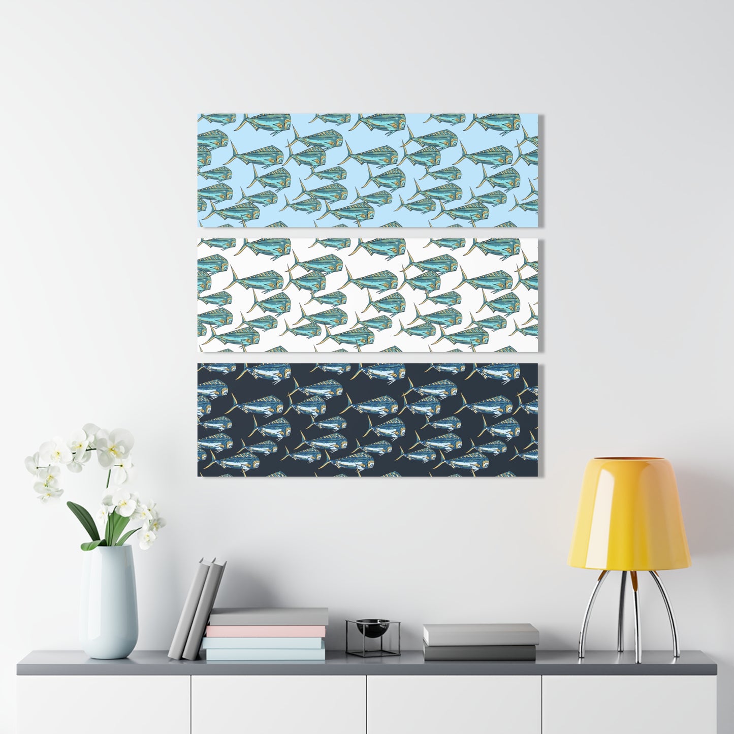 Mahi Acrylic Triptych Wall Art - Unique Coastal Decor