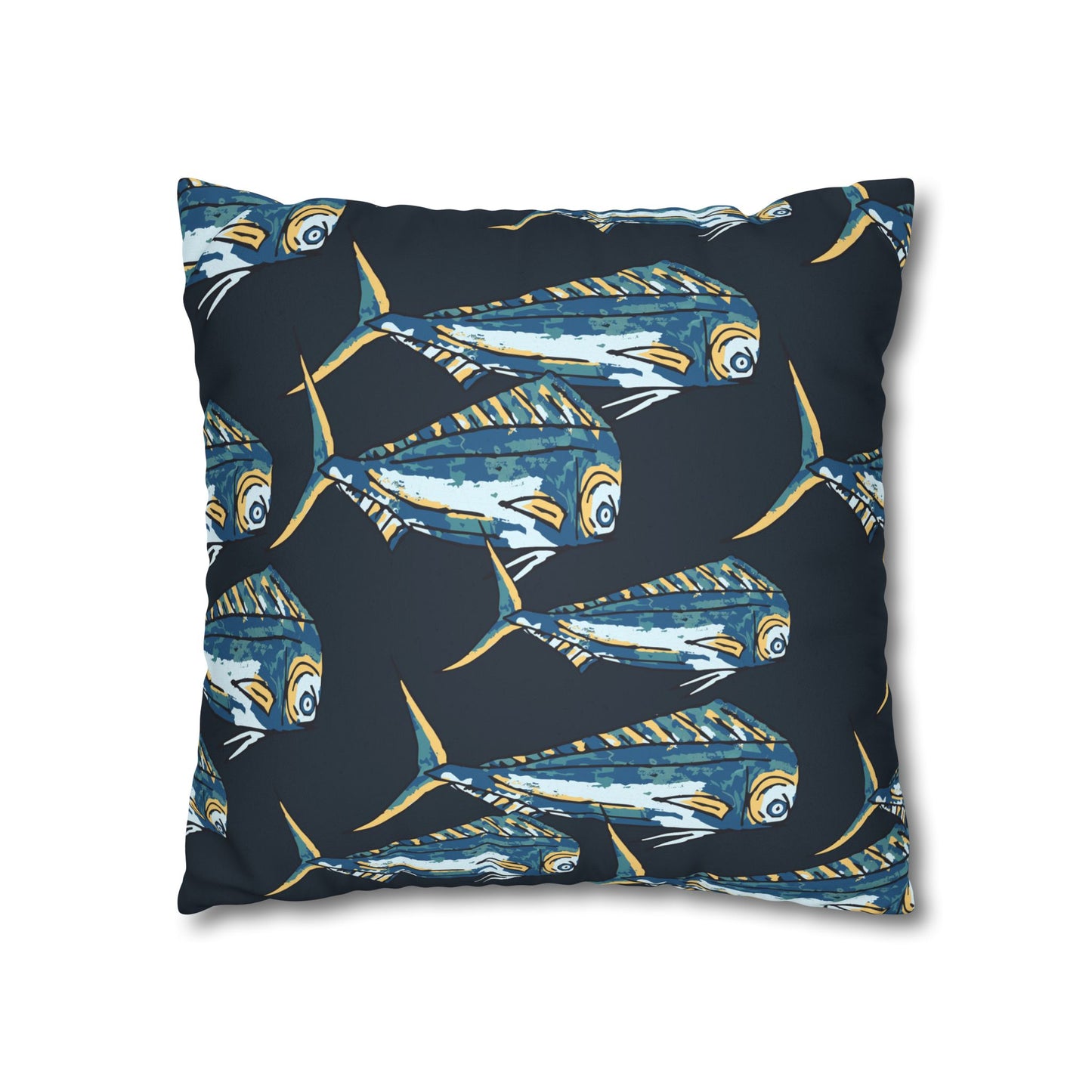 Navy Mahi -  Faux Suede Pillowcase - Perfect for Beach Lovers