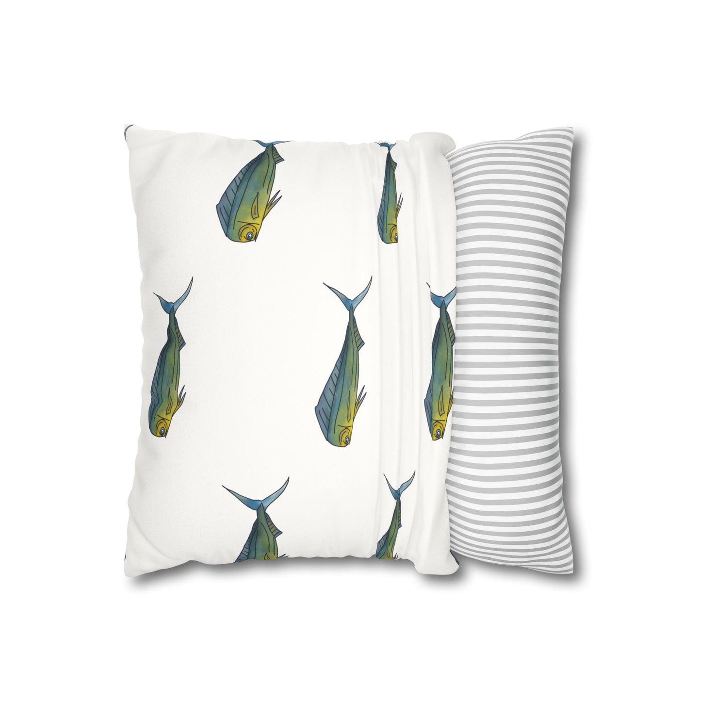 Watercolor Mahi -  Faux Suede Pillowcase - Perfect for Beach Lovers