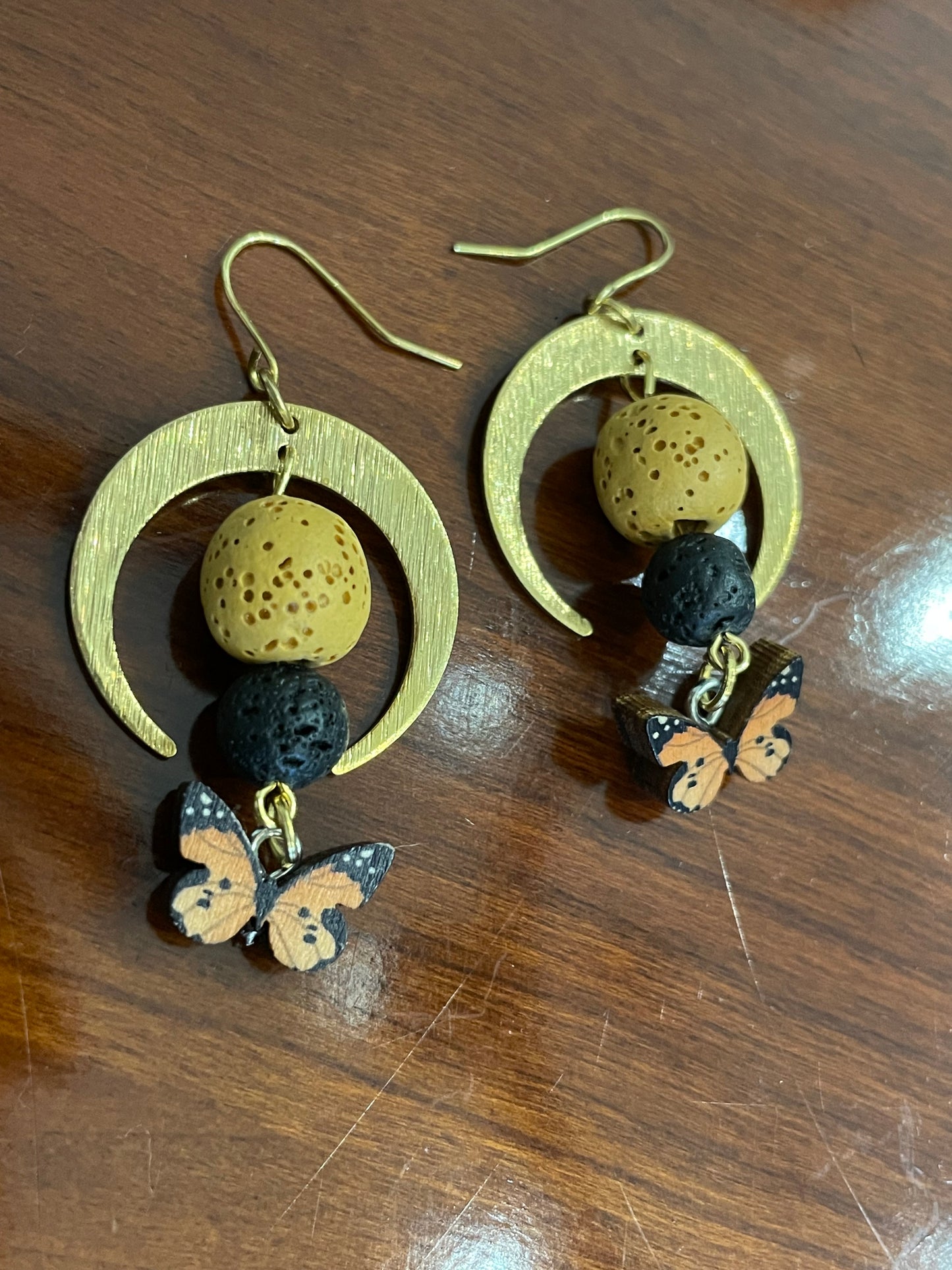 Celestial butterfly brass earrings