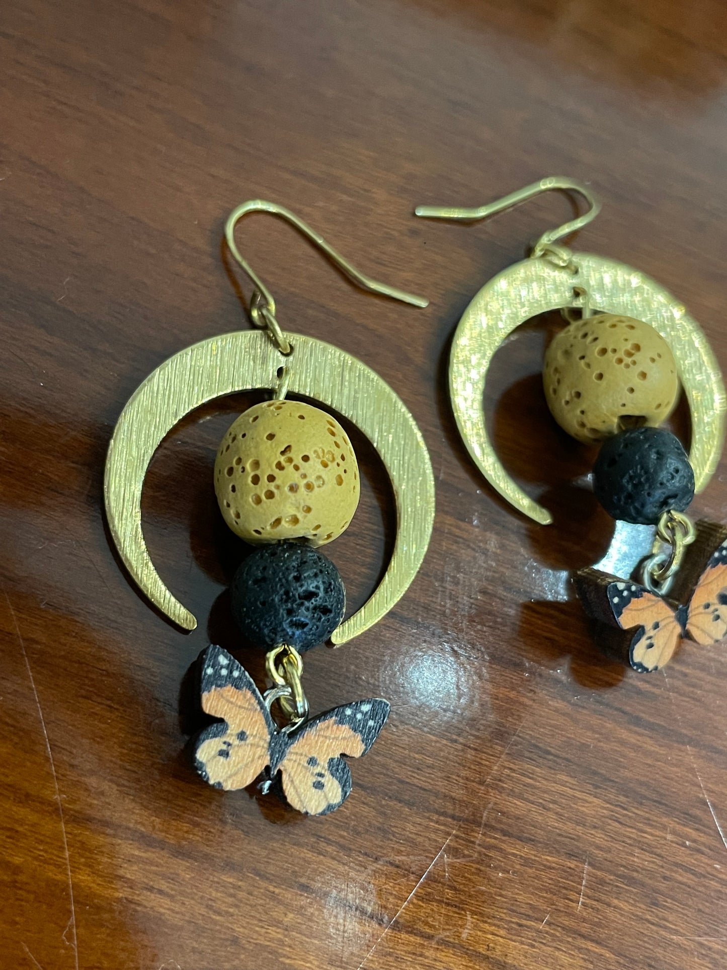 Celestial butterfly brass earrings