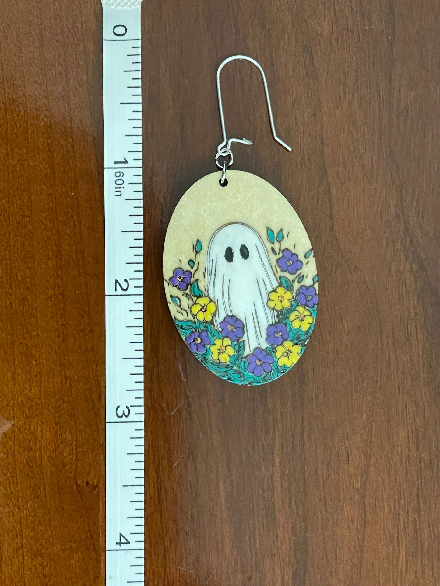 Ghost in Flowers Wood earrings
