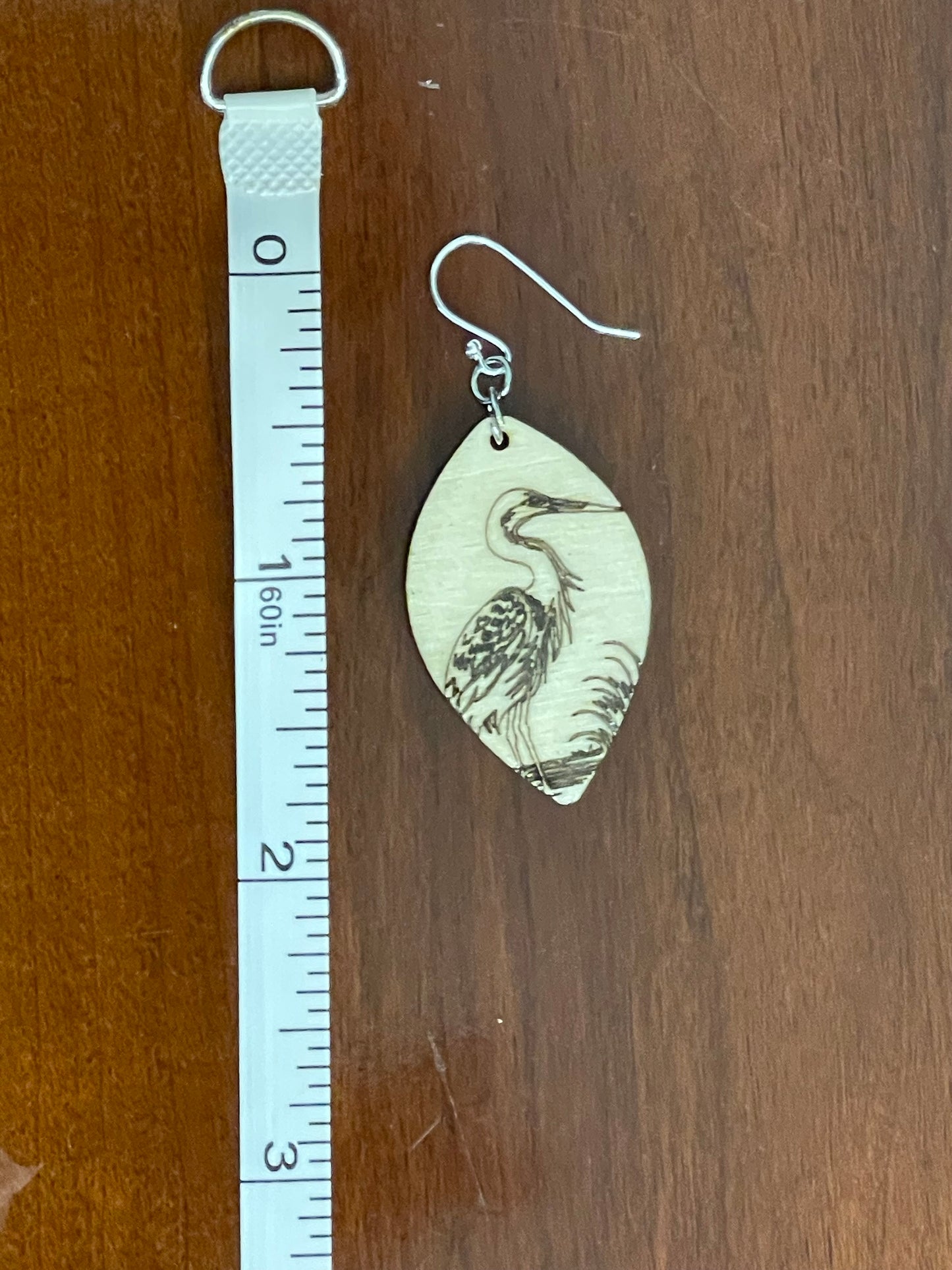 Heron wood earrings(small)