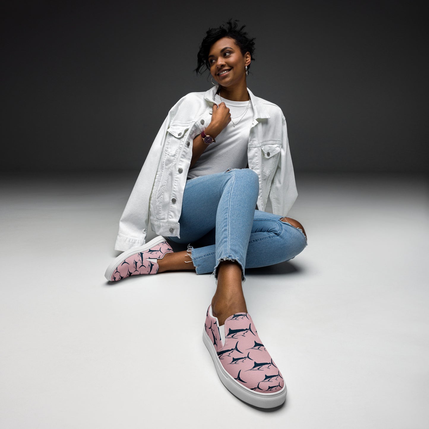 Marlin Pink Women’s slip-on canvas shoes