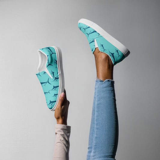 Marlin Women’s slip-on canvas shoes(Bright Teal)