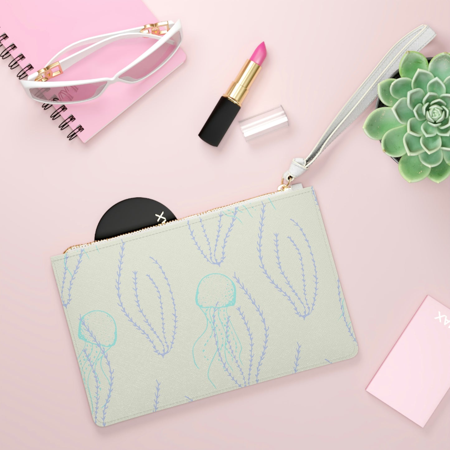 Jellyfish and Sea Weed Clutch Bag