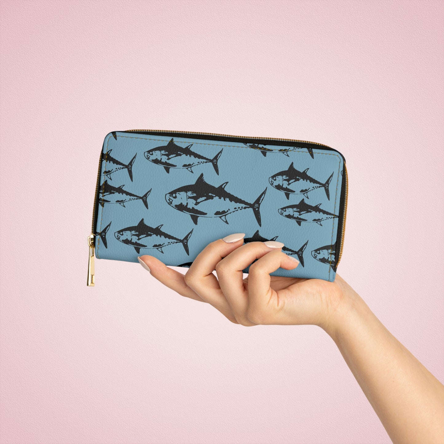 Black Fin Zipper Wallet