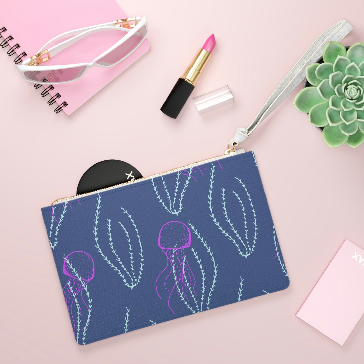 Jellyfish and Sea Weed Clutch Bag