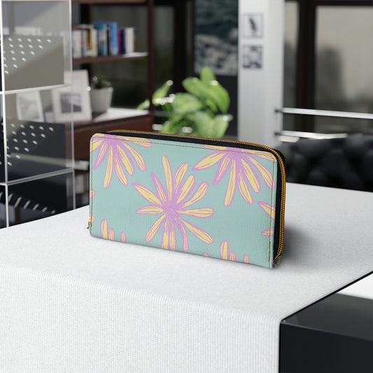 Floral Daisy Zipper Wallet
