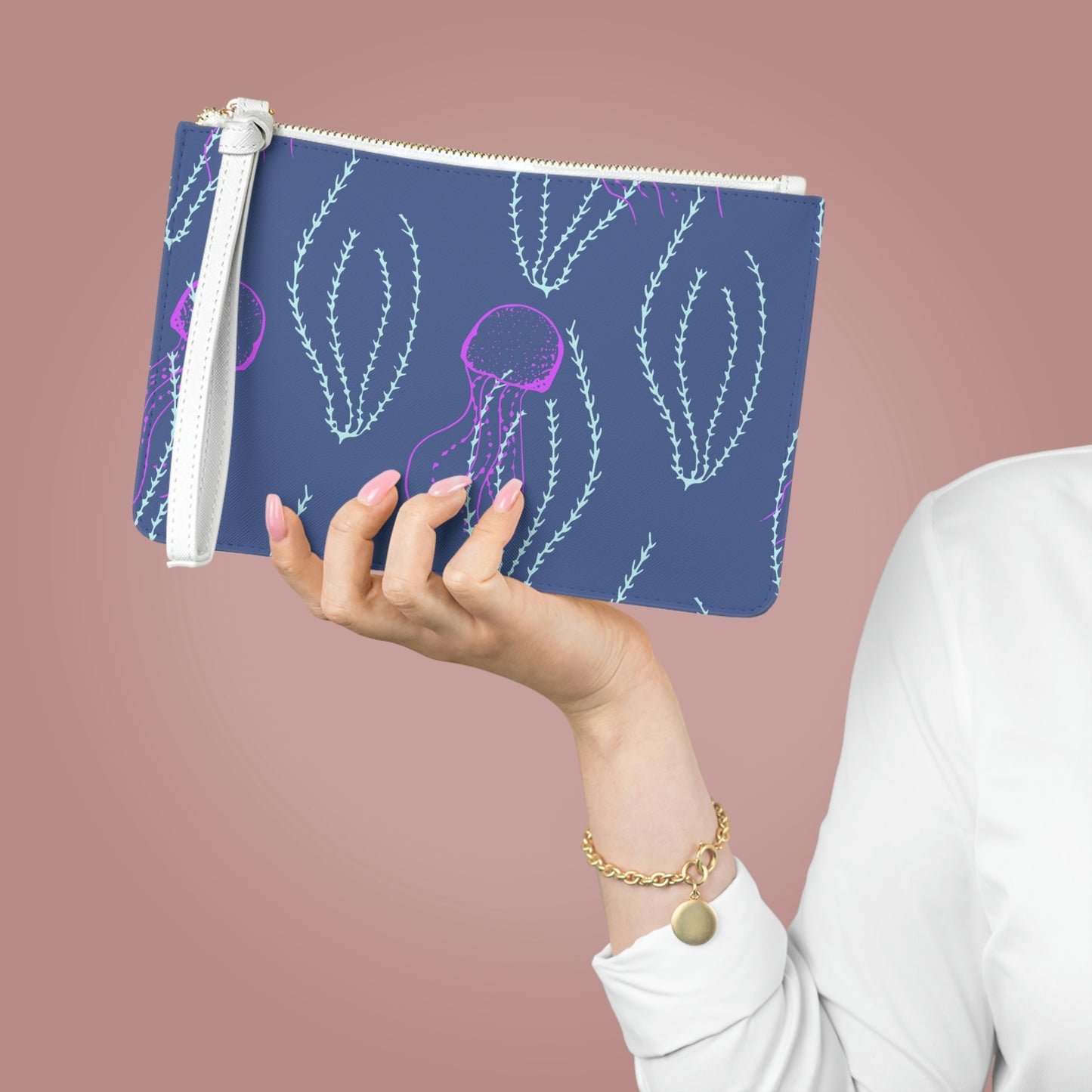 Jellyfish and Sea Weed Clutch Bag