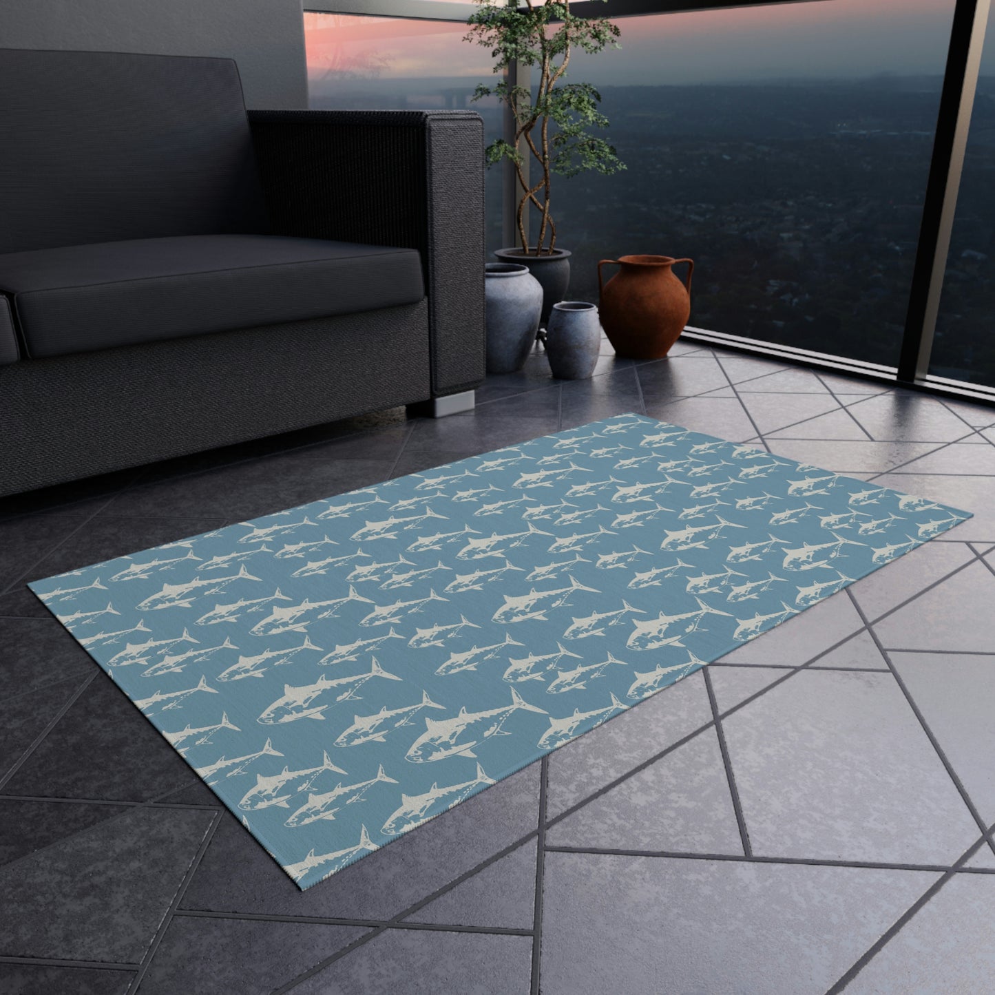 Black Fin Outdoor Rug