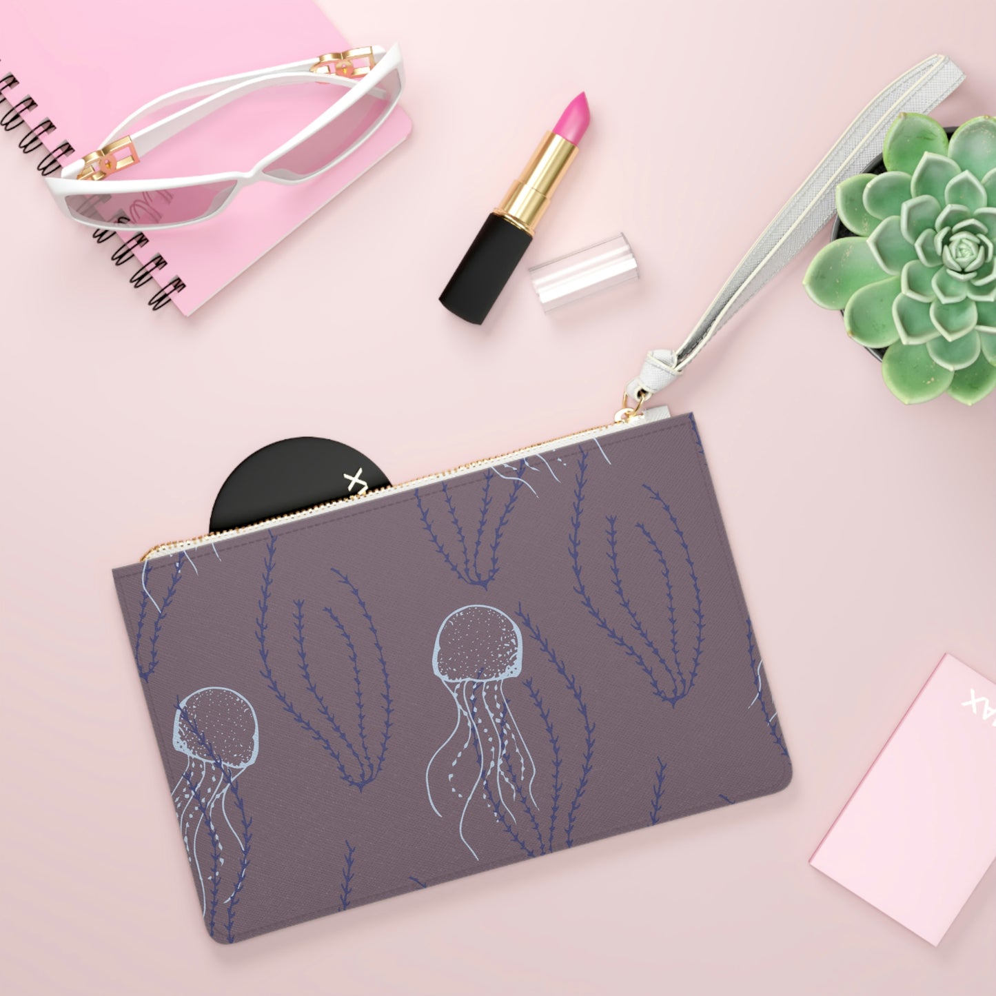 Jellyfish and Sea grass Clutch Bag