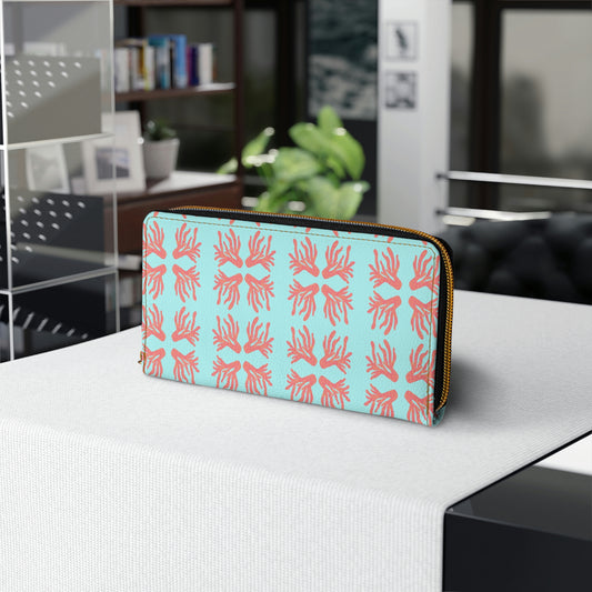Coral Zipper Wallet
