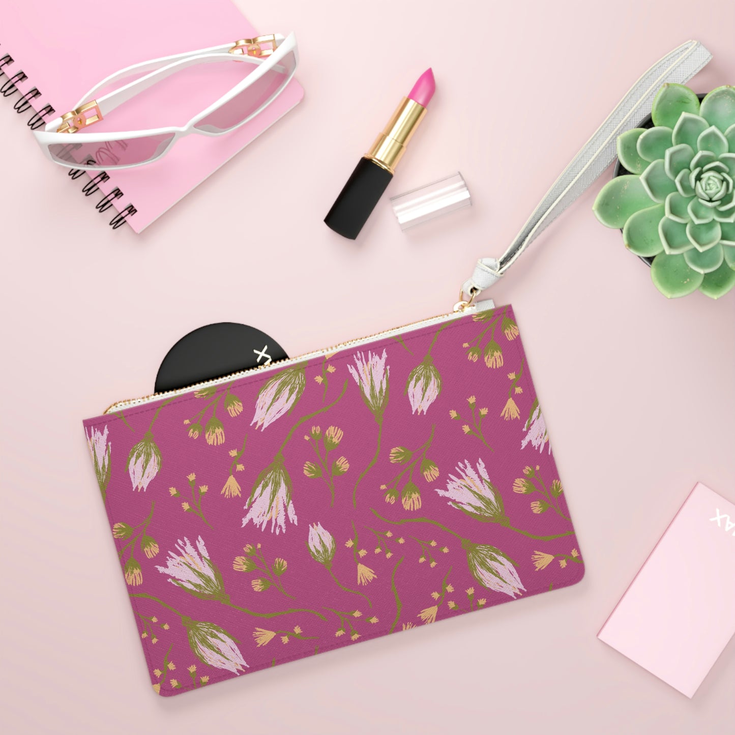Florals in Pink Clutch Bag