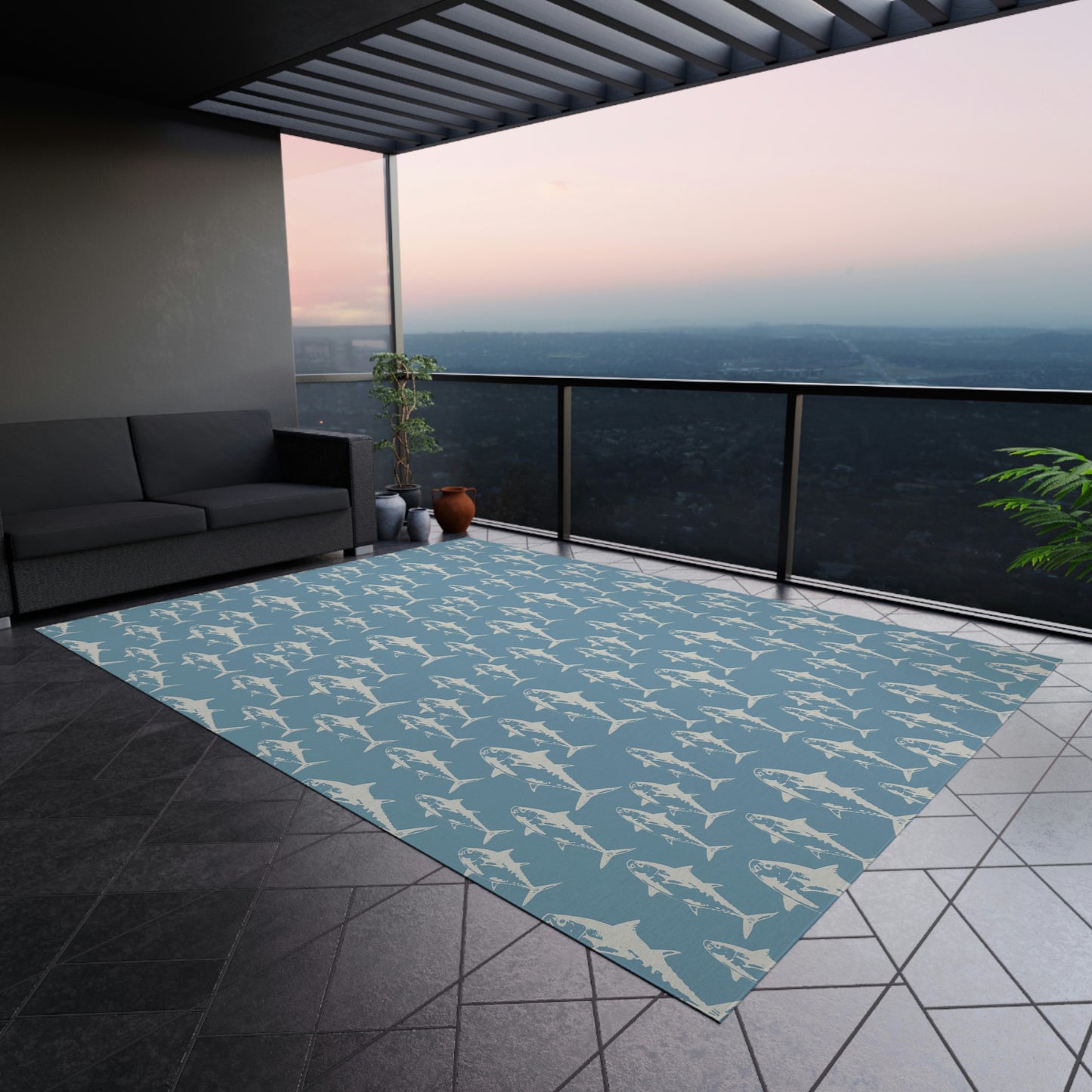 Black Fin Outdoor Rug