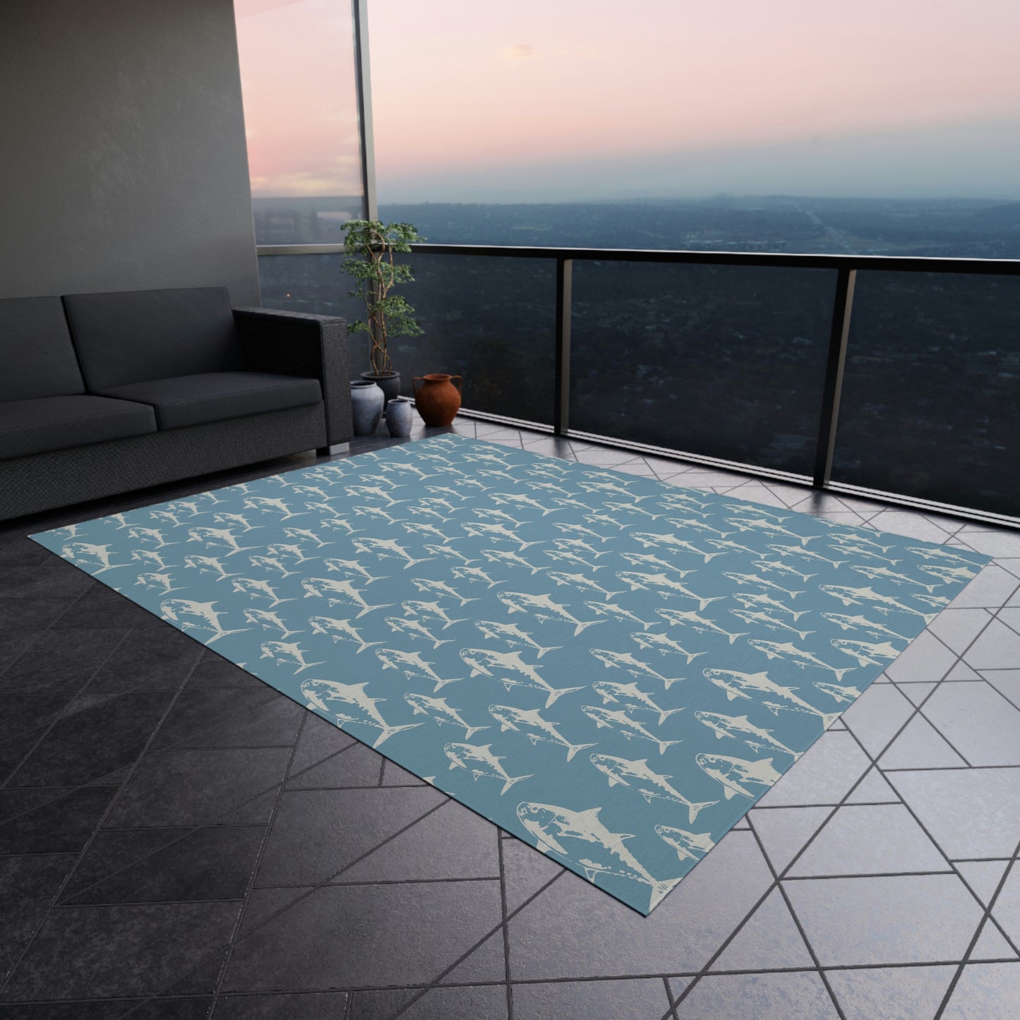 Black Fin Outdoor Rug