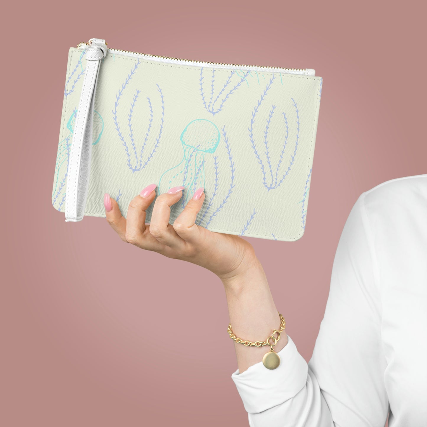 Jellyfish and Sea Weed Clutch Bag