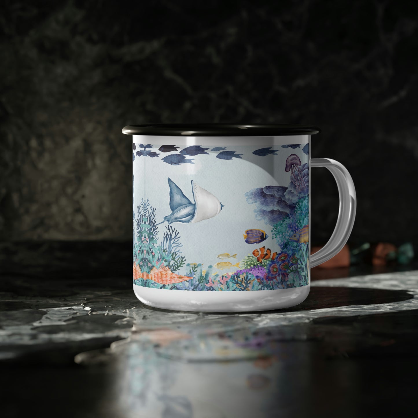 Coral Reef Life Enamel Small Camp Cup