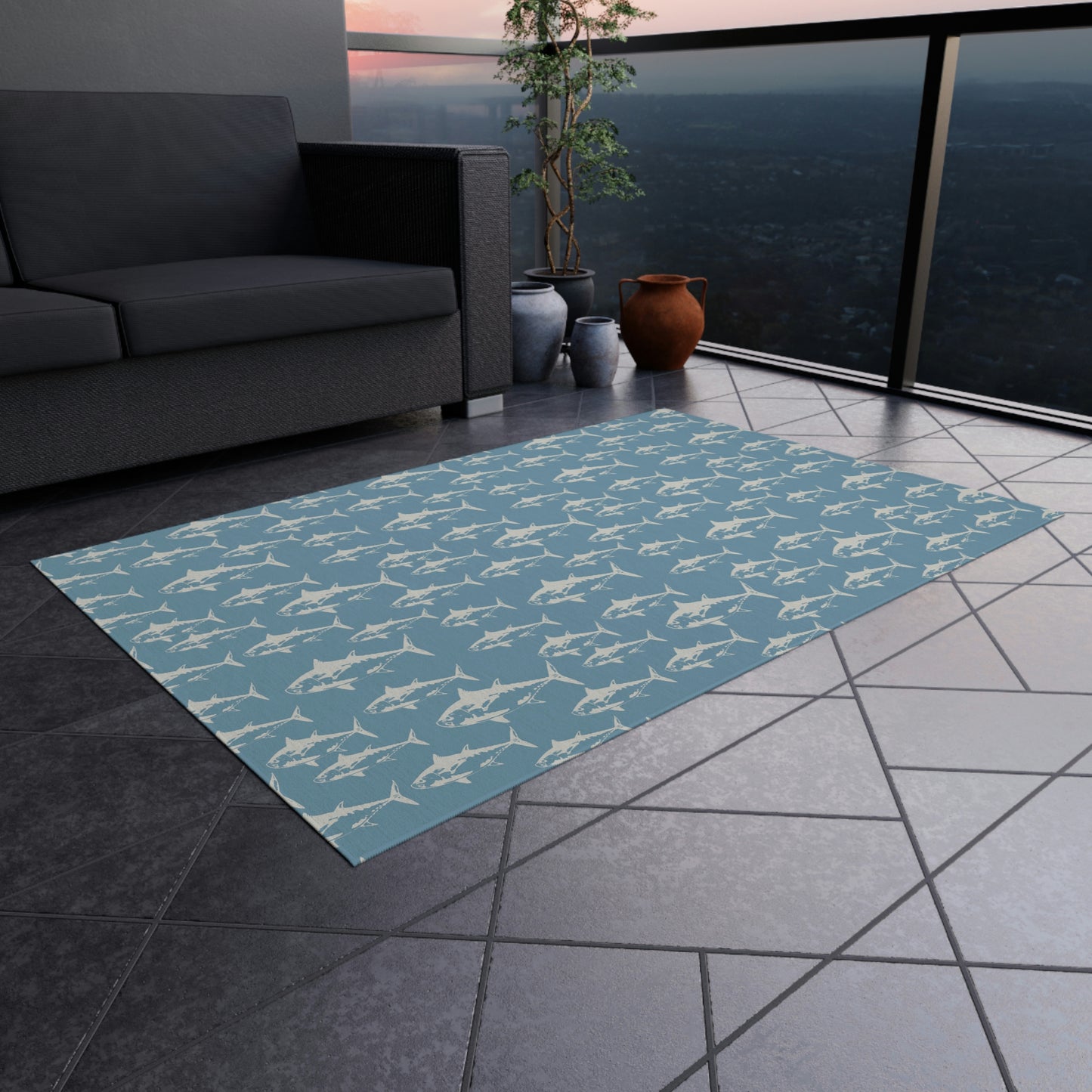 Black Fin Outdoor Rug