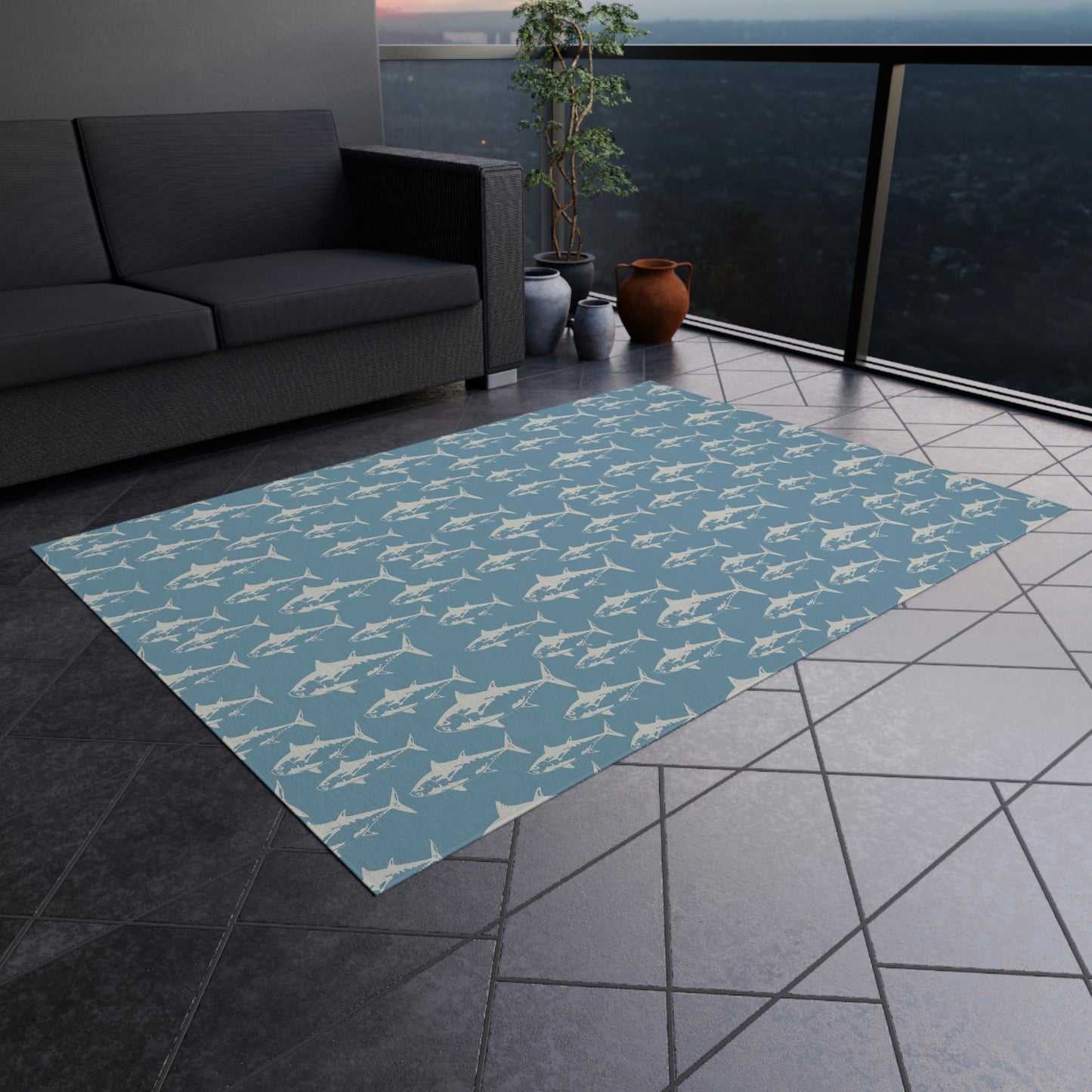 Black Fin Outdoor Rug