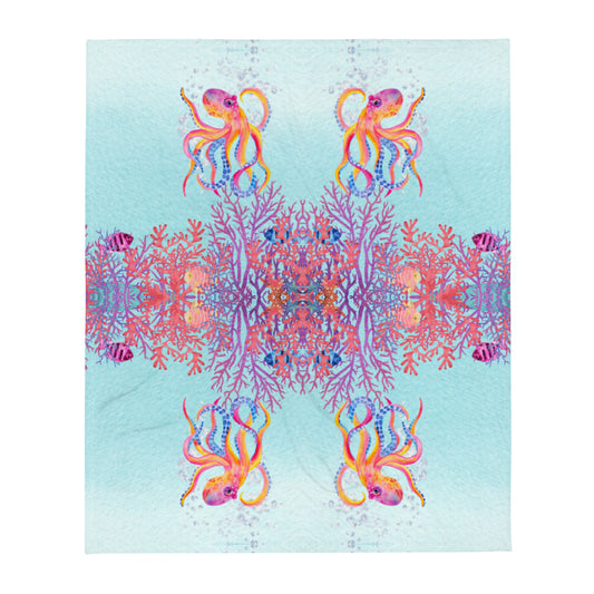 Coral Reef Life Throw Blanket